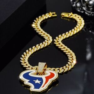 New Houston Texans football team chain necklace 20" Or 24" gold or silver